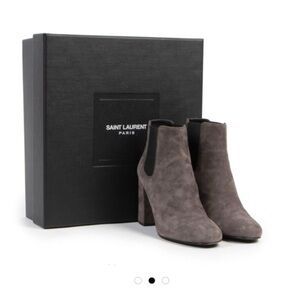 Saint Laurent Women's Gray Suede Ankle Booties